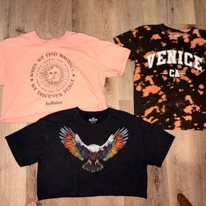 Hollister Pink Sun Graphic Crop Top